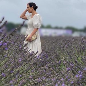 Puff Sleeve Smocked Poplin Dress